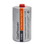 Батарейка D солевая GoPower R20 в термопленке 2шт. 00-00015597