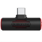 Аудио-адаптер Borofone BV8 Black USB Type-C на гнездо 3.5мм+доп.гнездо-Cf