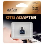 Адаптер Perfeo USB на micro USB c OTG (PF-VI-O010 Black) чёрный